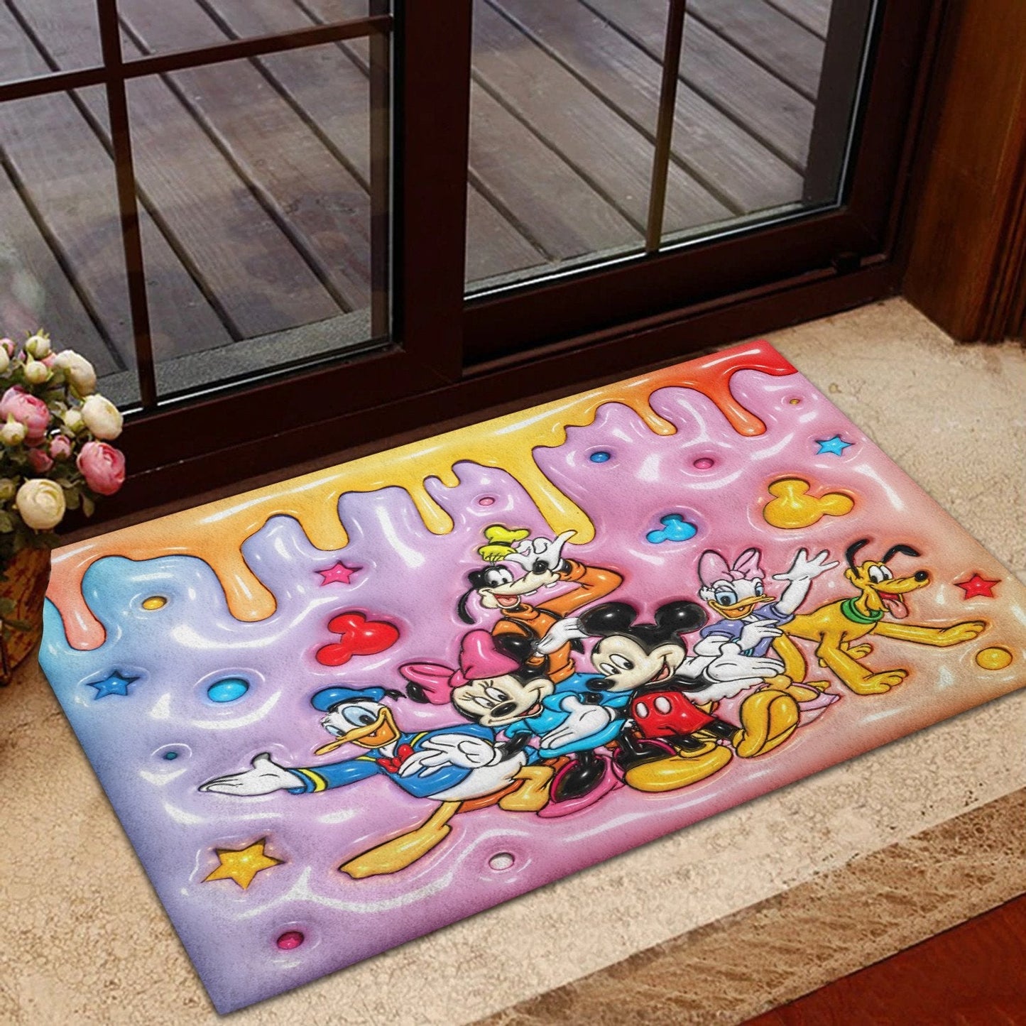 Floral Pattern Print Mouse Doormat 0823