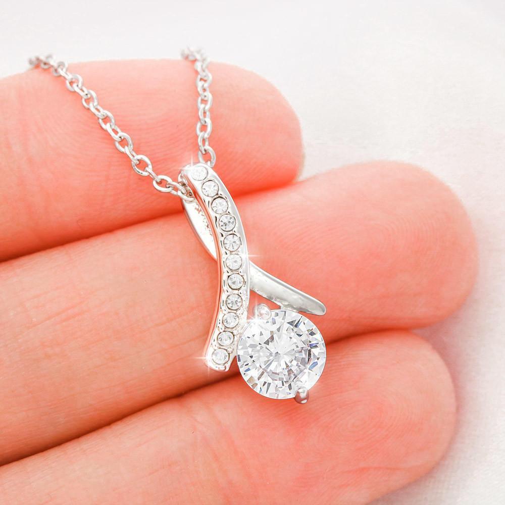 Grandmother Of The Bride From Granddaughter Bride To Grandma Wedding Day Gift - Grandma Petite Ribbon Necklace 0921