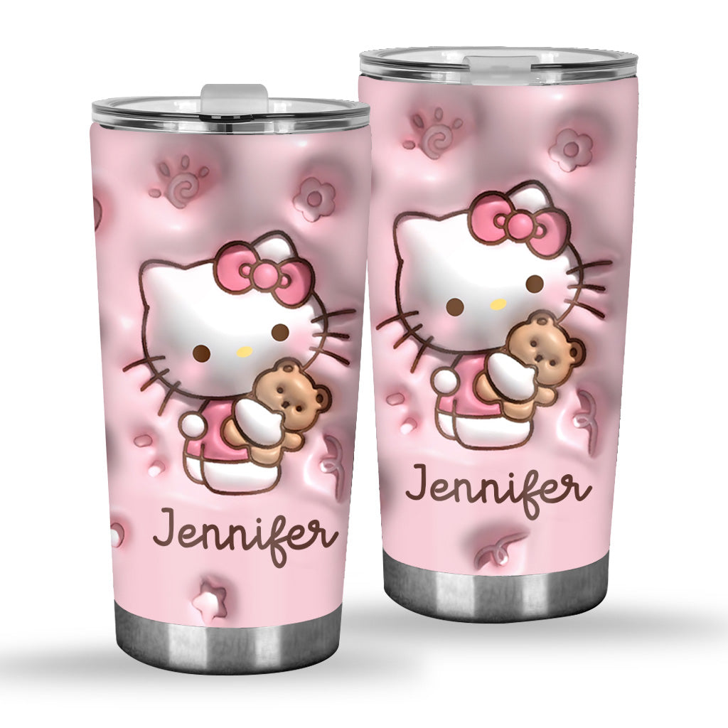 Hello Little Cutie - Personalized White Kitten Tumbler