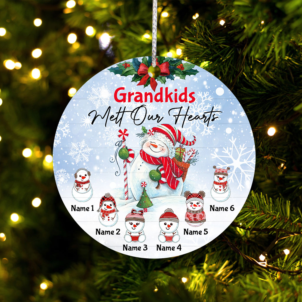 Grandkids Melt Our Heart - Personalized Grandma Ornament (Printed On Both Sides)