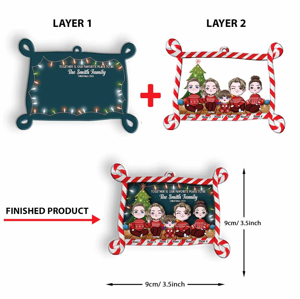 Together Is Our Favorite Place To Be Christmas 2022 - Personalized Family Layered Wood Ornament