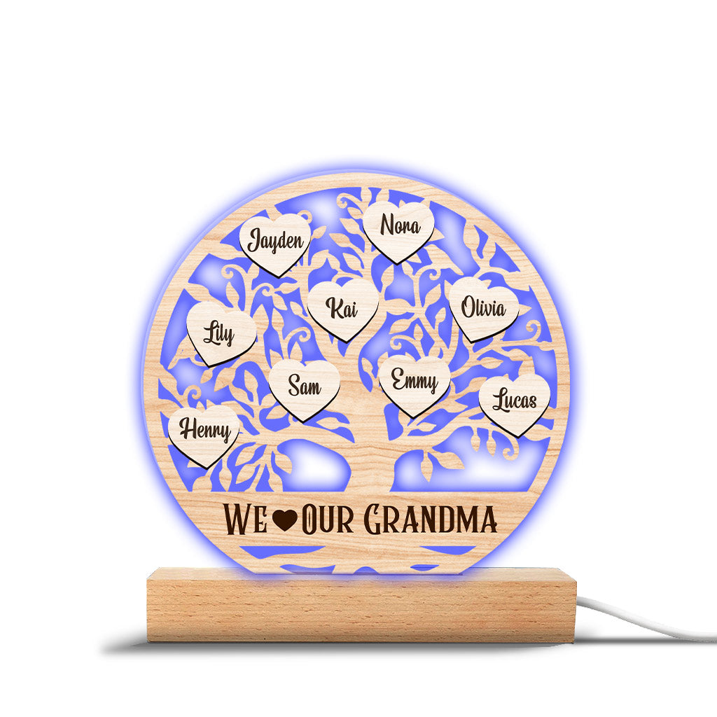 We Love Our Grandma - Personalized Mother's Day Grandma Shaped Plaque Light Base