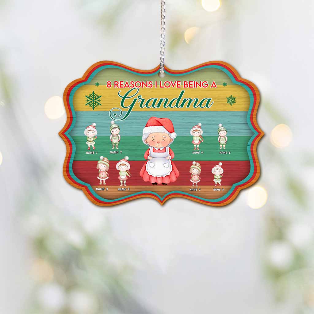 Reasons I Love Being A Grandma - Personalized Christmas Grandma Ornament (Printed On Both Sides)