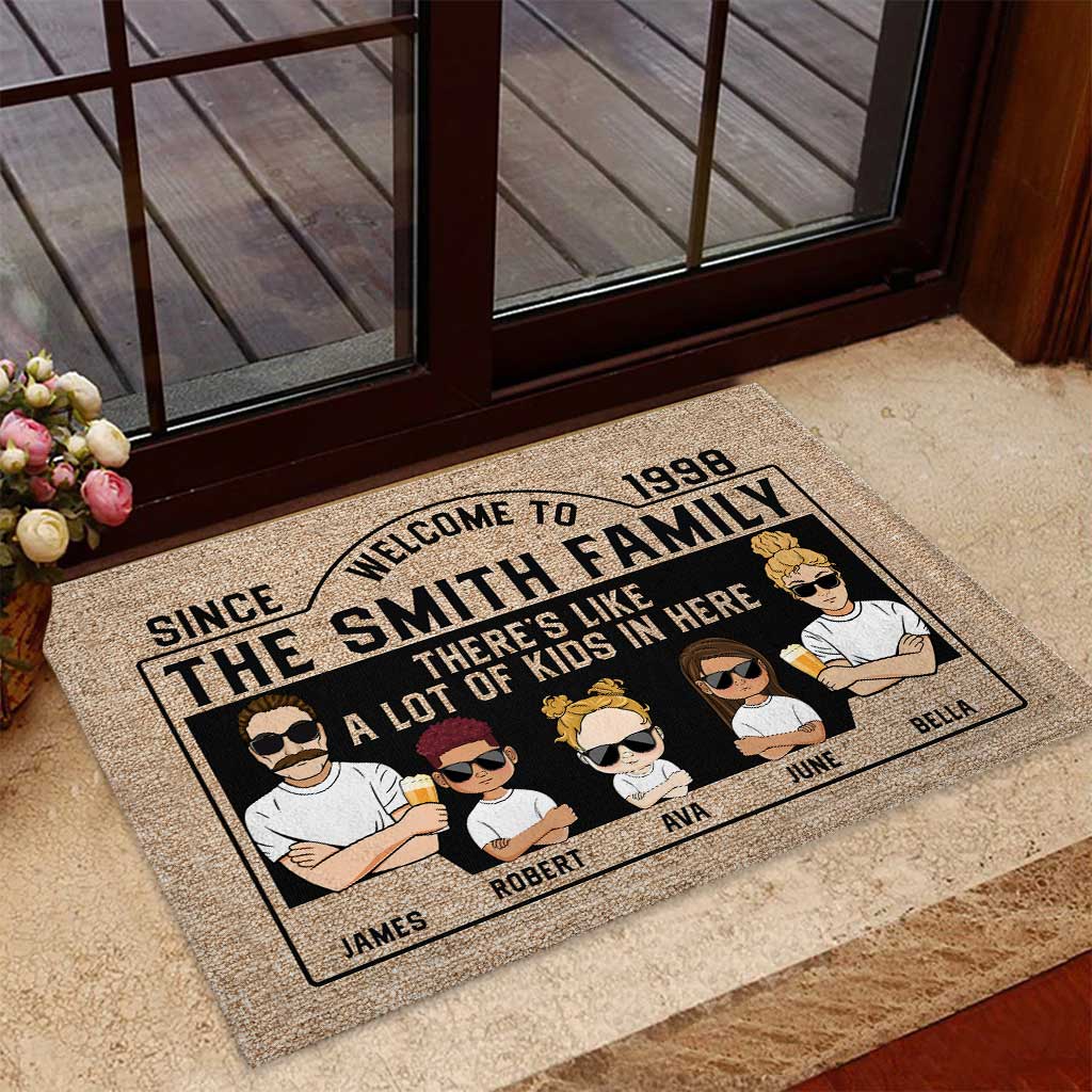 There's Like A Lot Of Kids - Personalized Family Doormat