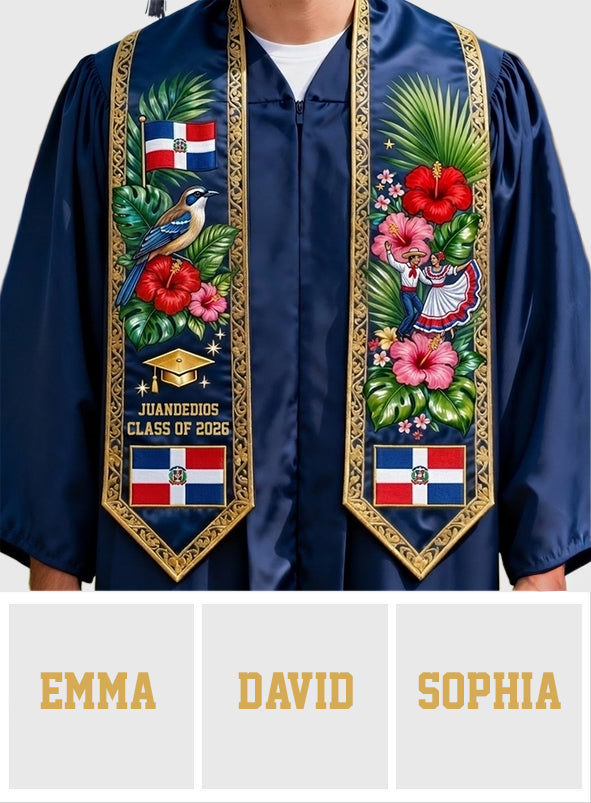Proud Dominican Republic, Class Of 2026 - Personalized Graduation Graduation Stole