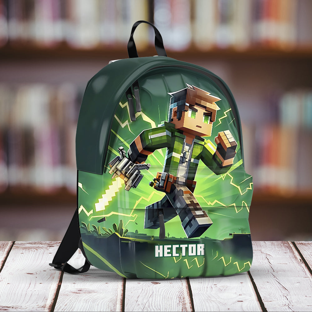 Gift For Block World Loving Kid - Personalized Block World Backpack