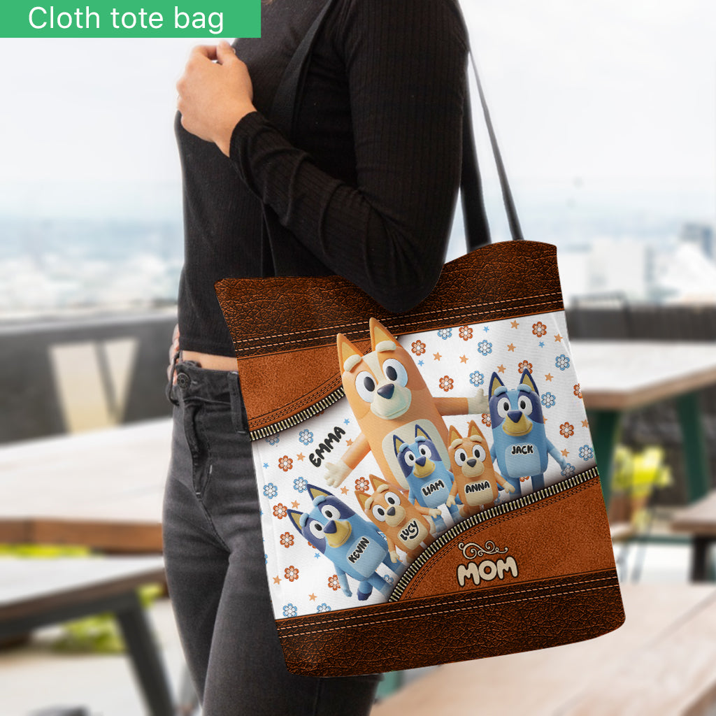 Best Mom Ever - Personalized Blue Dog Tote Bag