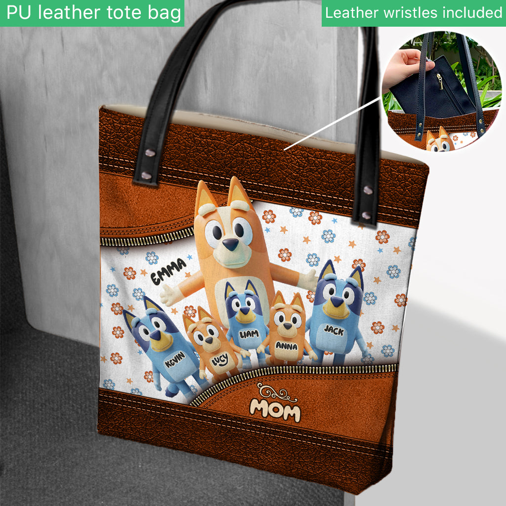Best Mom Ever - Personalized Blue Dog Tote Bag