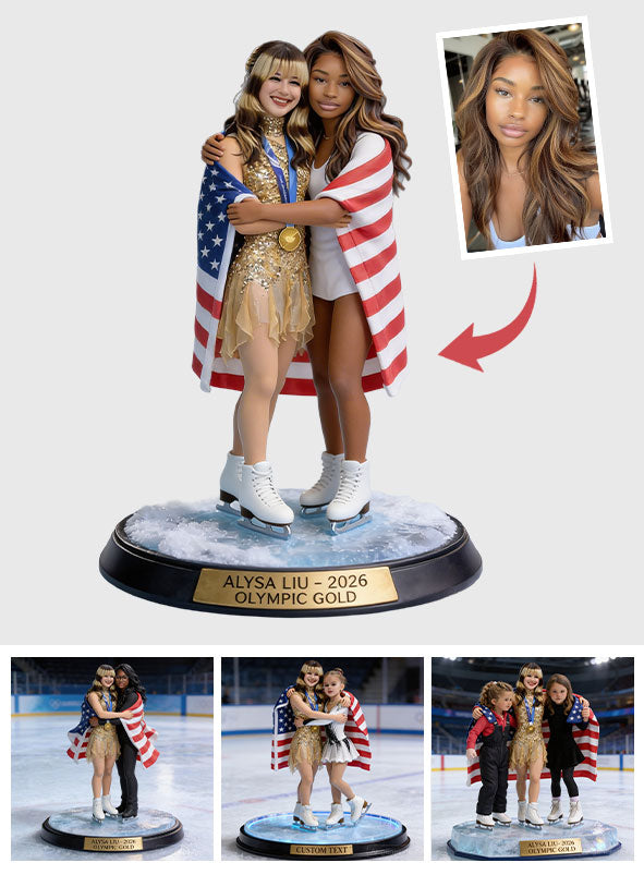 Custom With The Gold Medalist - Personalized Ice Skating Custom Shaped Acrylic Plaque