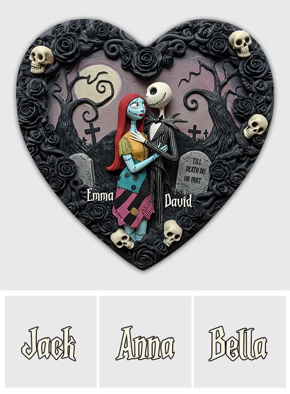 Till Death Do Us Part - Personalized Nightmare Heart Shaped Stone