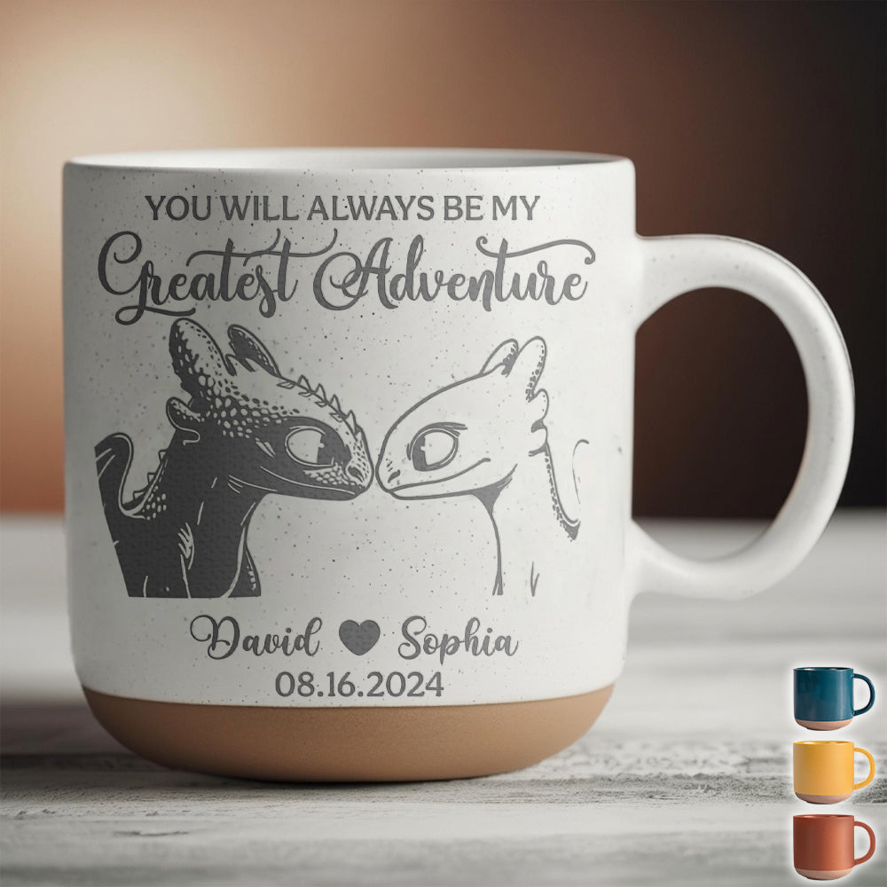 Majestic Dragon Couple - Personalized Couple Engraved Pottery Mug