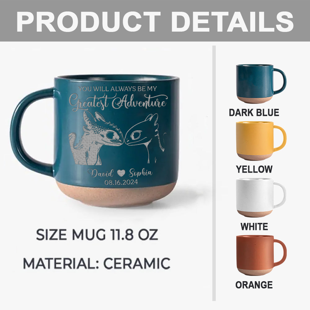 Majestic Dragon Couple - Personalized Couple Engraved Pottery Mug