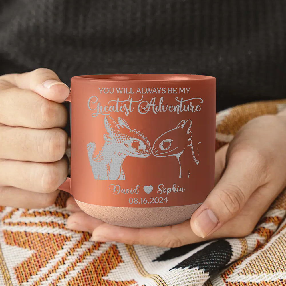 Majestic Dragon Couple - Personalized Couple Engraved Pottery Mug