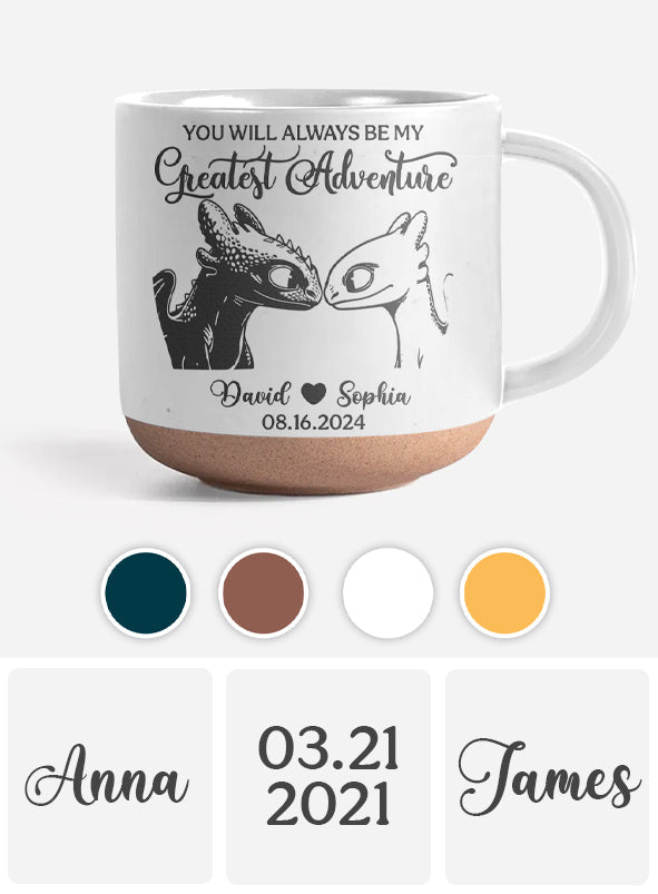 Majestic Dragon Couple - Personalized Couple Engraved Pottery Mug