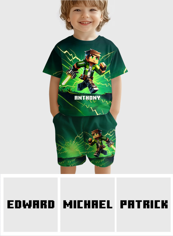 Gift For Block World Loving Kid - Personalized Block World Kid T-shirt & Shorts