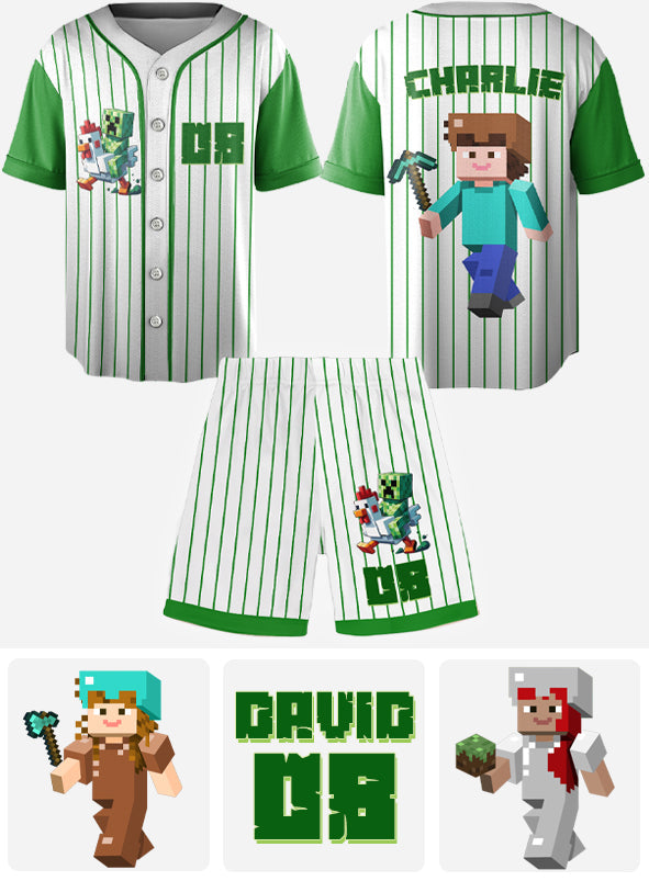 Fun Block World - Personalized Block World Kid Jersey Shirt & Shorts