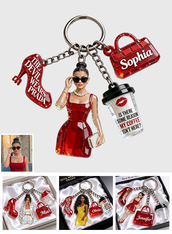 Red Fashion Devil - Personalized Premium Keychain With Charms
