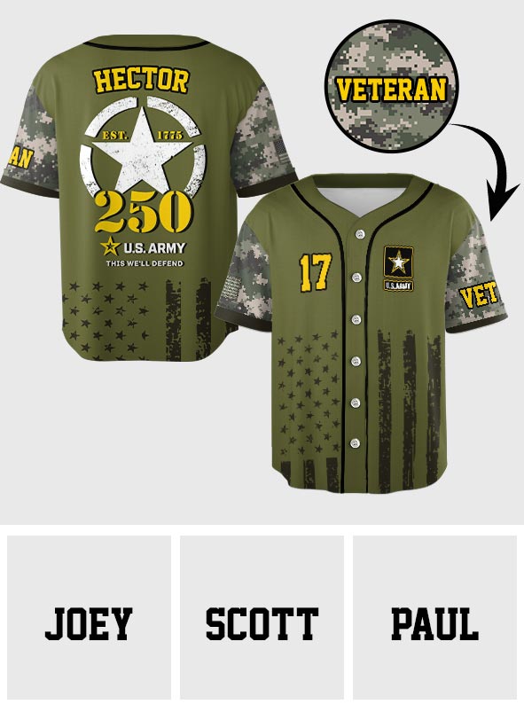 This We'll Defend - Personalized Veteran Baseball Jersey