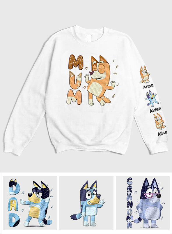 Cool Mum Dad Grandma Grandpa Uncle Aunt - Personalized Mother Hand Embroidered Sweater