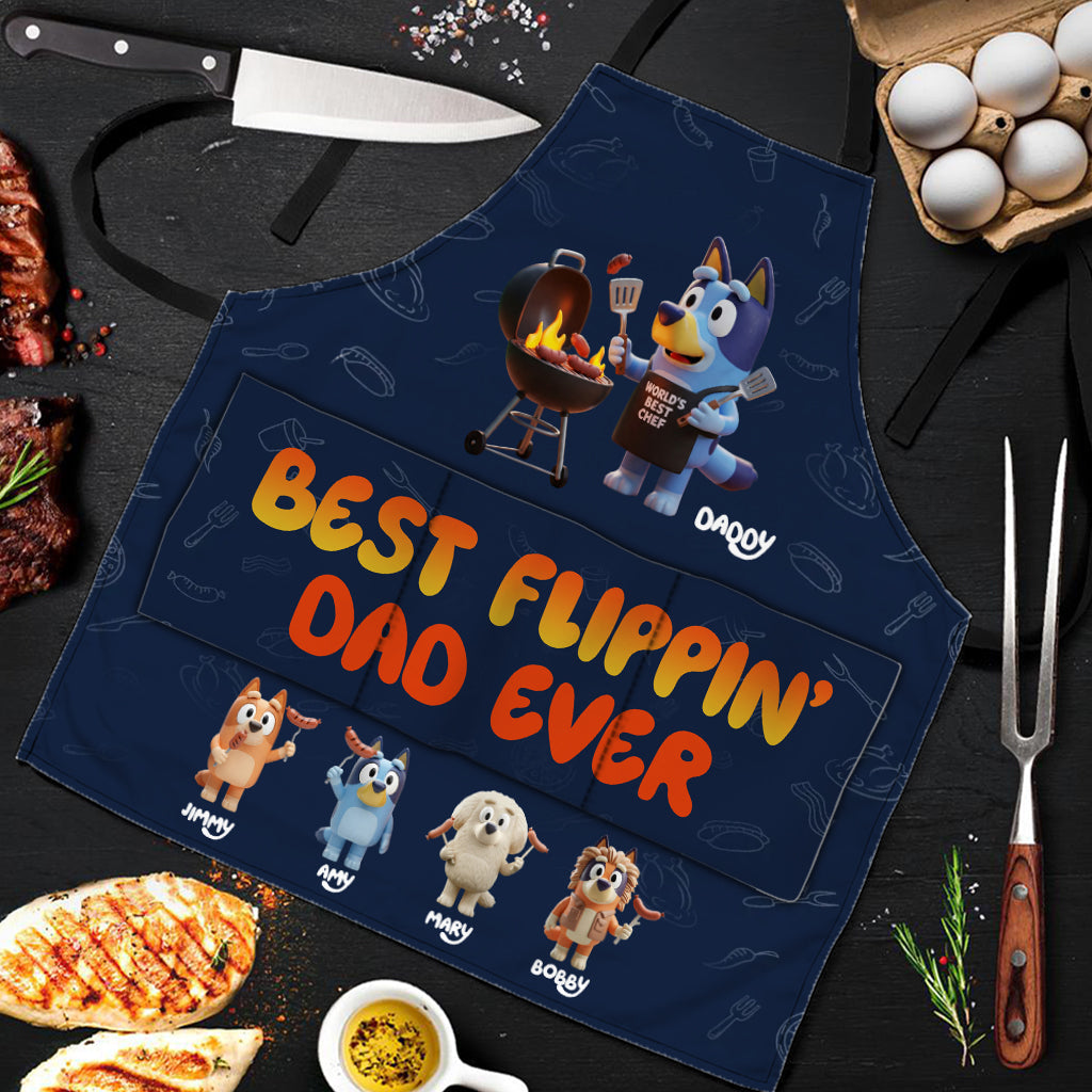 Best Daddy Ever - Personalized Blue Dog Apron
