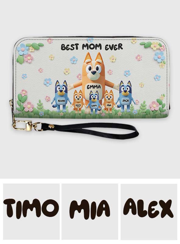 Best Mom Ever - Personalized Mother Leather Long Wallet