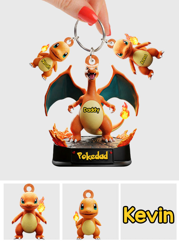 Pokedad - Personalized Monster Trainer Keychain with Charms