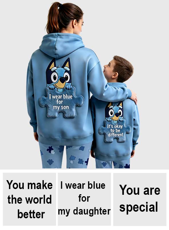 I Wear Blue - Personalized Autism Awareness Hoodie and Leggings