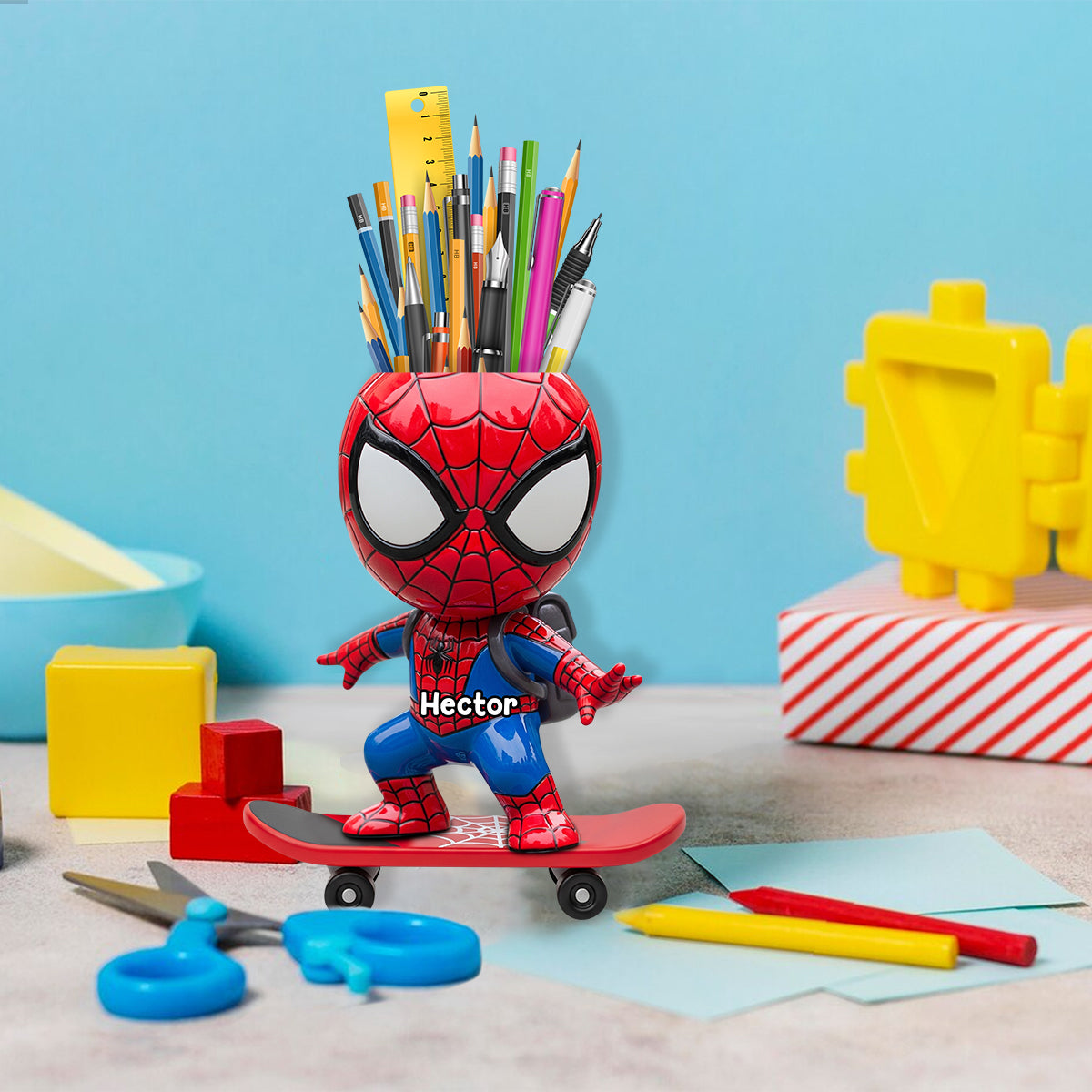 Back To School - Personalized Spider Wooden Pen Holder