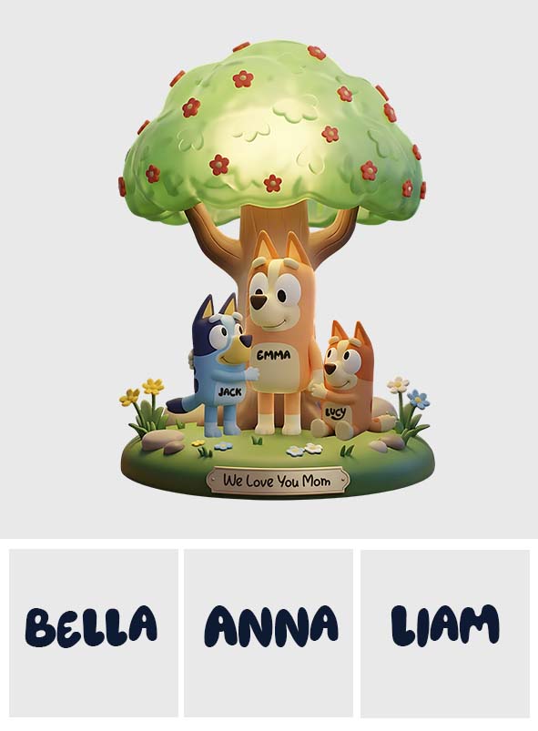 Blue & Orange Puppies' Mom - Personalized Blue Dog Acrylic LED Night Light