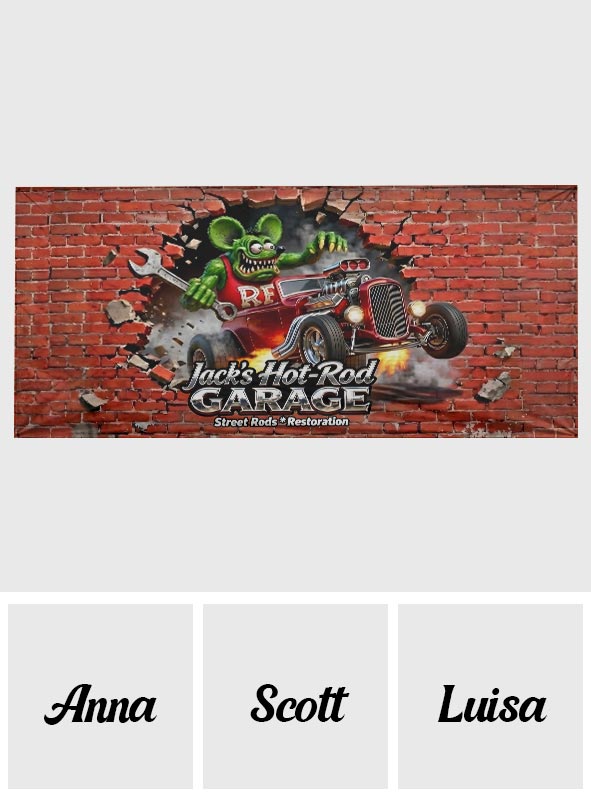 Hot Rod Decor - Personalized Hot Rod life Garage Door Banner