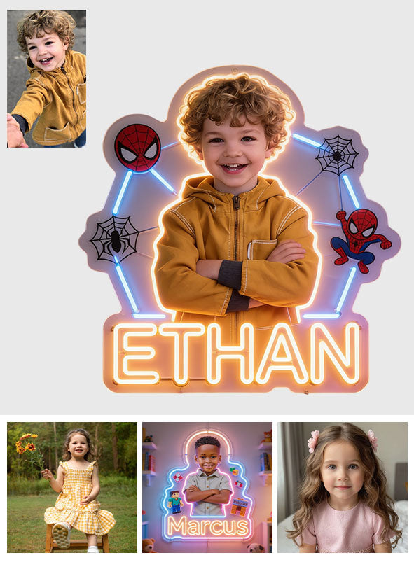 Any Photo Any Theme - Spider, Blox,... - Personalized Kid Neon LED Light Sign