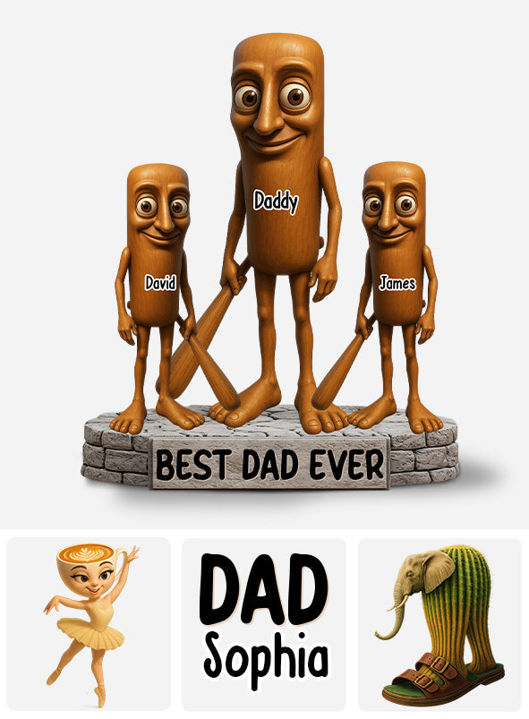 Best Dad Ever - Personalized Tung Tung Tung Sahur Custom Shaped Acrylic Plaque