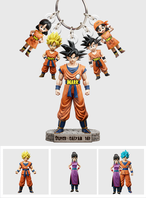 Strong Papa - Personalized Seven Balls Keychain with Charms