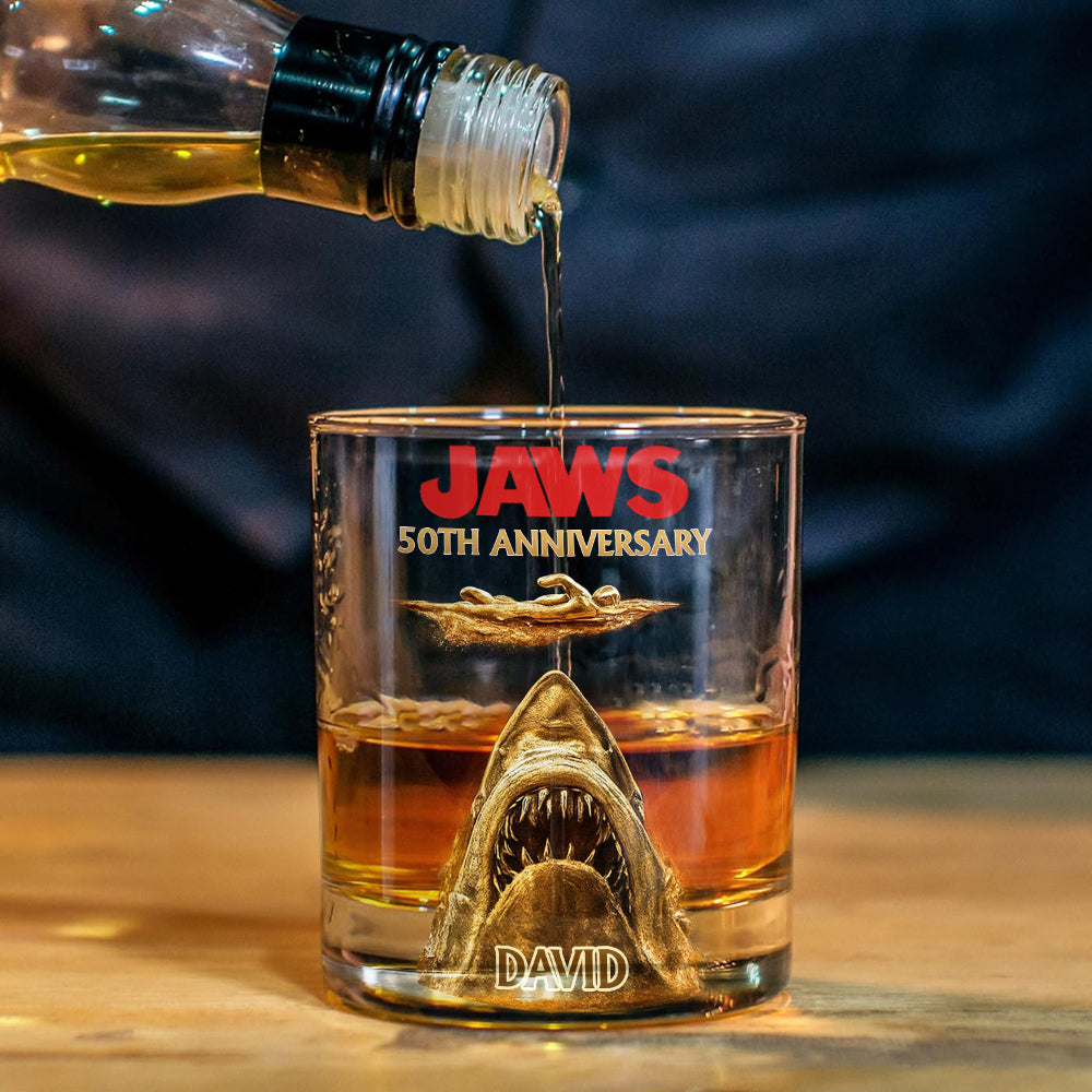 50th Anniversary Scary Shark - Personalized Whiskey Decanter Set