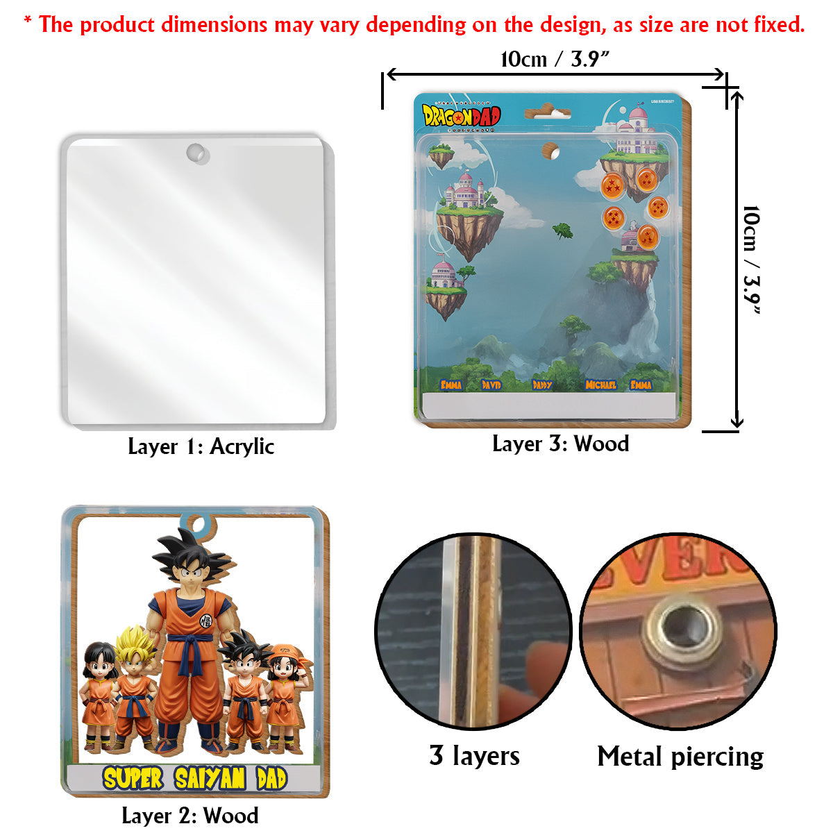 Super Dad - Personalized Seven Balls Multilayer 3D Box Tag