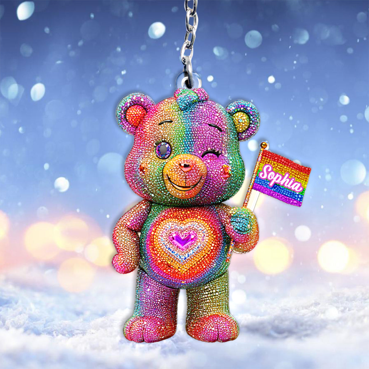 Pride Bear - Personalized LGBT Support Keychain