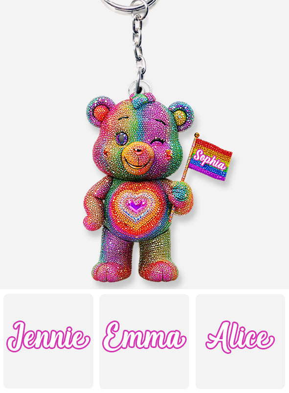 Pride Bear - Personalized LGBT Support Keychain