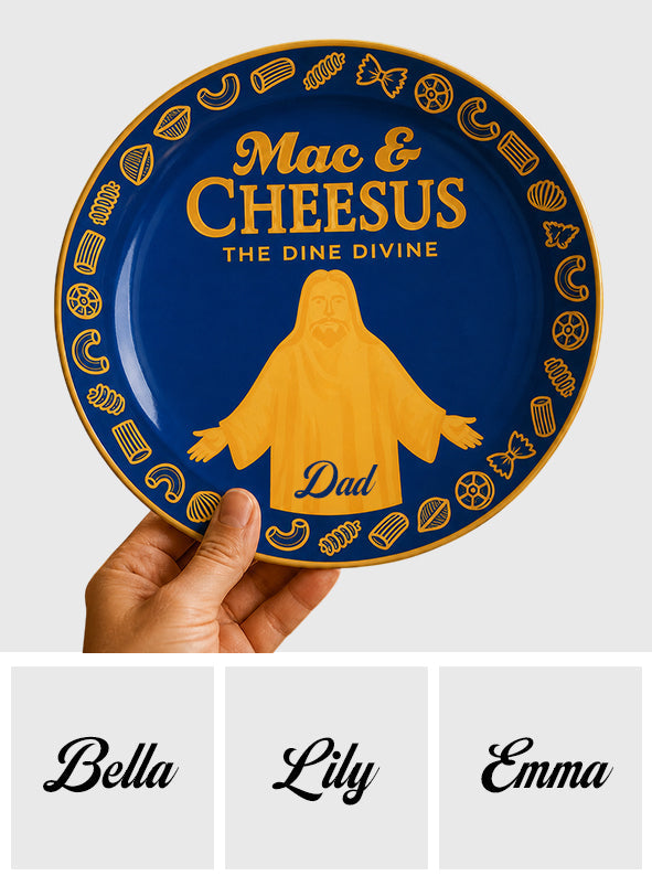 Mac & Cheese Jesus Funny Pun - Personalized Christian Ceramic Round Plate