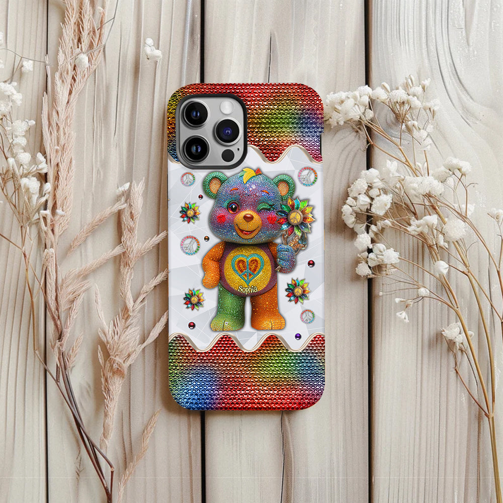 Peace Bear - Personalized Hippie Full Print Phone Case