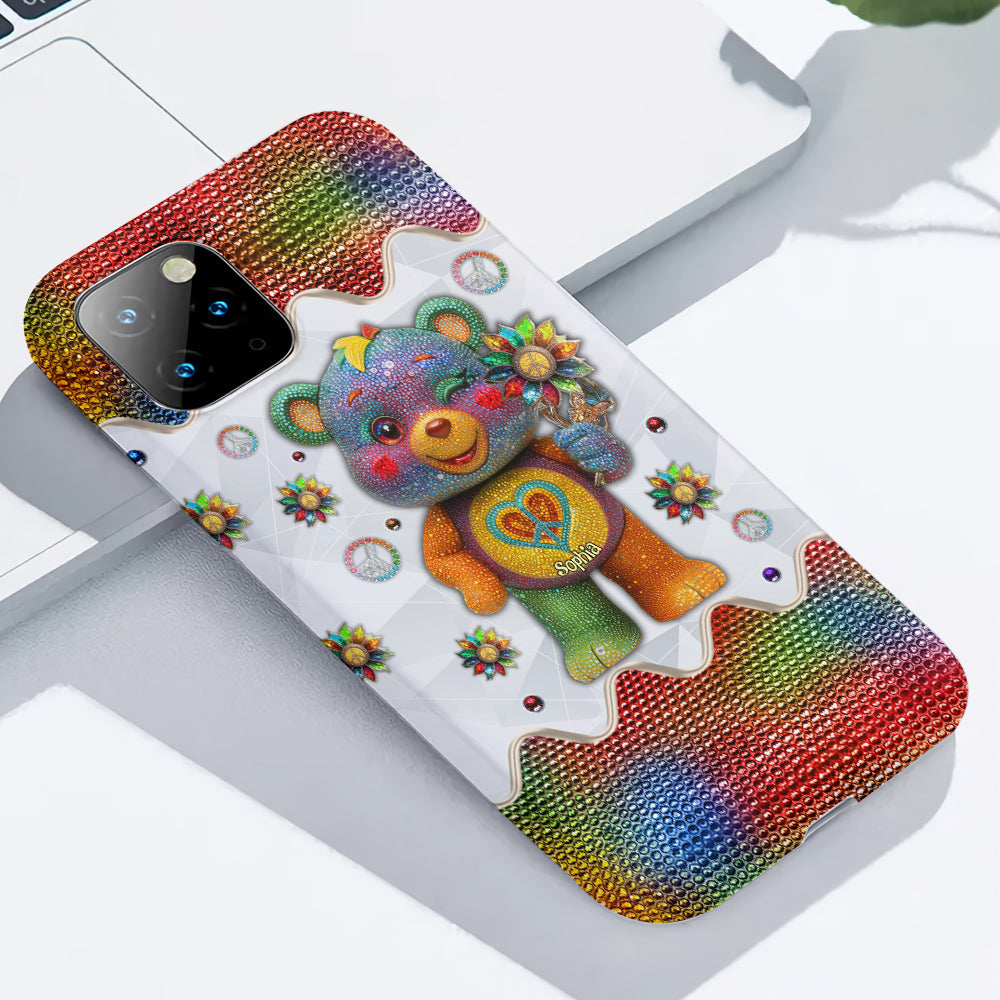Peace Bear - Personalized Hippie Full Print Phone Case