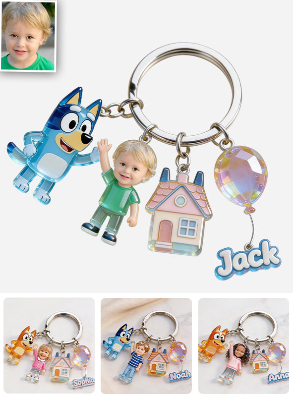Friends - Personalized Blue Dog Premium Keychain With Charms