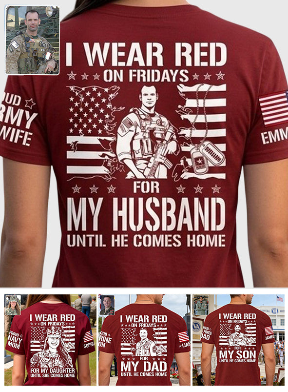 I Wear Red On Fridays - Personalized Veteran All Over Shirt
