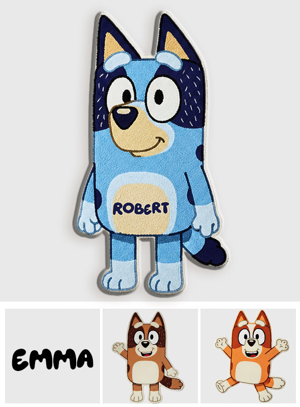 Blue Dog - Personalized Blue Dog Shaped Doormat/ Rug