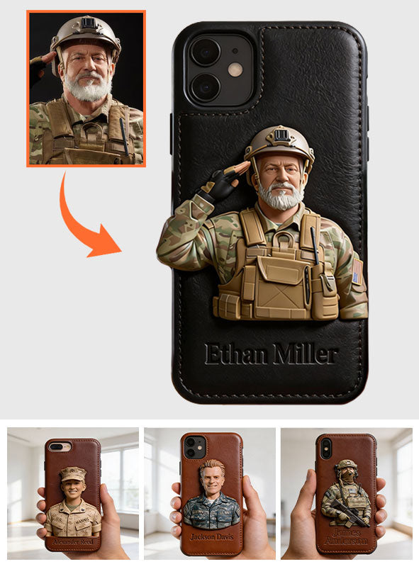 Custom Any Photo - Personalized Veteran Leather Phone Case