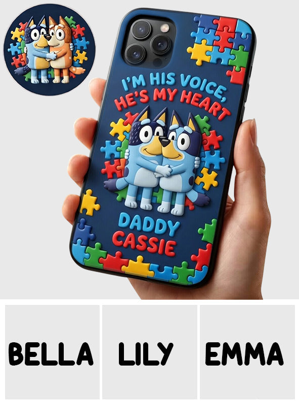 I'm His Voice - Personalized Autism Awareness 3D Embossed Leather Phone Case
