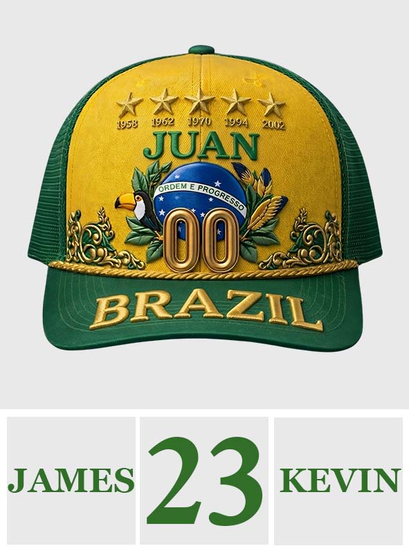 Brazil Five Times Champion - Personalized Soccer Classic Cap