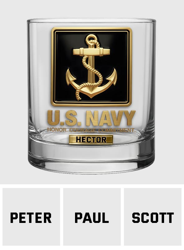Premium American Pride US Navy - Personalized Veteran Whiskey Glass