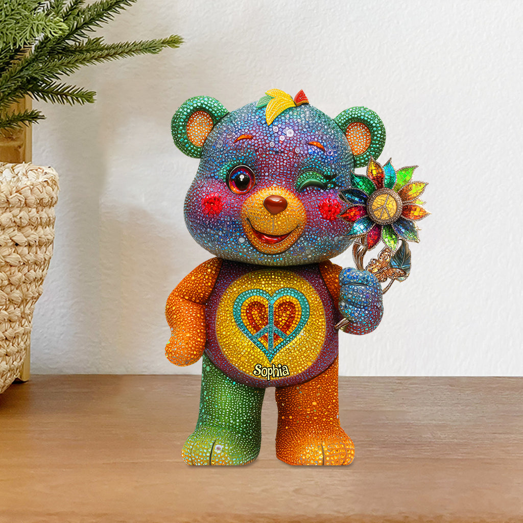Peace Bear - Personalized Hippie Custom Shaped Acrylic Plaque