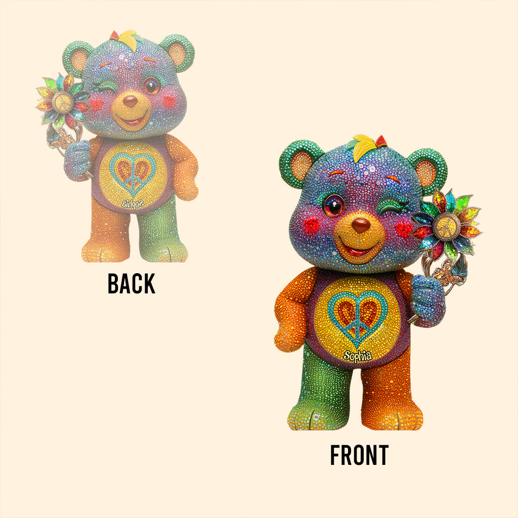 Peace Bear - Personalized Hippie Custom Shaped Acrylic Plaque