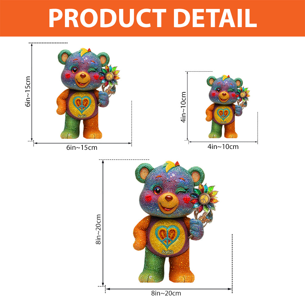Peace Bear - Personalized Hippie Custom Shaped Acrylic Plaque